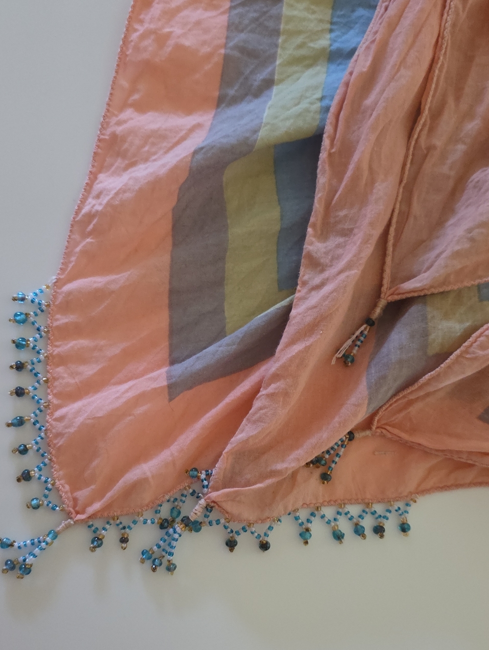 Peach Beaded Edge Lightweight Scarf